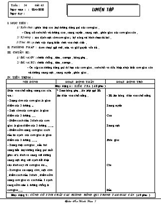 Giáo án Hình học 7 - Tiết 63: Luyện tập - Năm học 2019-2020 - Trường THCS Phu Thinh