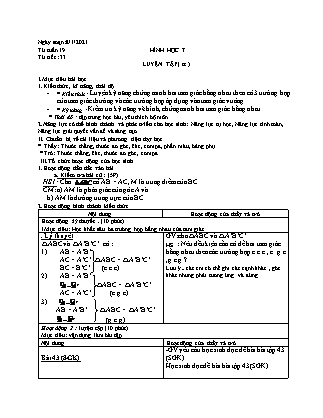 Giáo án Hình học 7 - Tuần 19 - Năm học 2020-2021 - Lê Cẩm Loan