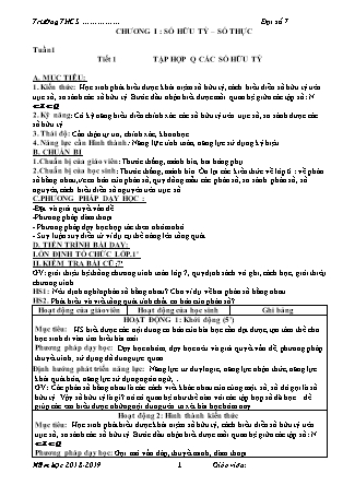 Giáo án Phát triển năng lực Đại số 7 - Năm học 2018-2019