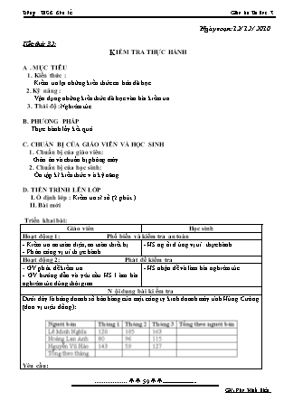 Giáo án Tin học 7 - Tiết 32: Kiểm tra thực hành - Năm học 2010-2011 - Đào Minh Hiếu