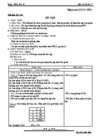 Giáo án Tin học 7 - Tiết 33+34: Ôn tập - Năm học 2010-2011 - Đào Minh Hiếu