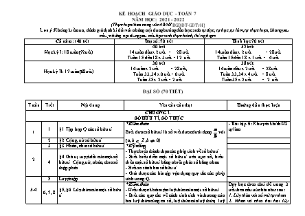 Kế hoạch giáo dục Toán 7 theo CV4040 - Năm học 2021-2022
