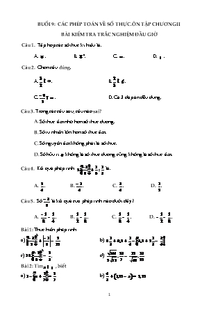 Phiếu bài tập Đại số Lớp 7 Sách Kết nối tri thức - Buổi 9: Các phép toán về số thực. Ôn tập chương II