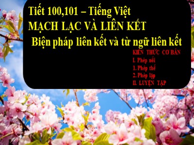 Bài giảng Ngữ Văn Lớp 7 - Tiết 100+101: Biện pháp liên kết và từ ngữ liên kết