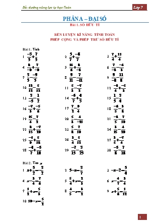 Bồi dưỡng năng lực tự học Toán 7 - Phần A: Đại số - Chương I Bồi dưỡng năng lực tự học Toán 7 - Phần A: Đại số - Chương I
