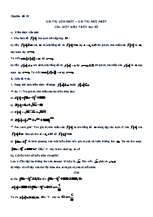 Chuyên đề bồi dưỡng học sinh giỏi Toán 7 - Chương II: Hàm số và đồ thị - Chuyên đề 18: Giá trị lớn nhất – giá trị nhỏ nhất của một biểu thức đại số
