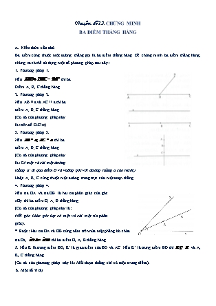 Chuyên đề bồi dưỡng học sinh giỏi Toán 7 - Chương II: Tam giác - Chuyên đề 13: Chứng minh ba điểm thẳng hàng