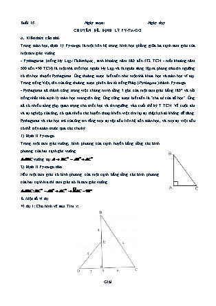 Chuyên đề bồi dưỡng học sinh giỏi Toán 7 - Chương II: Tam giác - Chuyên đề 10: Định lý Py-ta-go