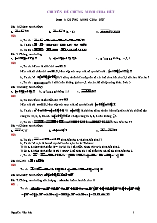 Chuyên đề bồi dưỡng học sinh giỏi Toán 7 - Chuyên đề 4: Chứng minh chia hết - Nguyễn Văn Ma
