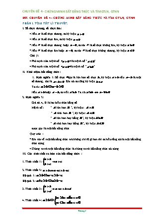 Chuyên đề bồi dưỡng học sinh giỏi Toán Lớp 7 - Chuyên đề 4: Chứng minh bất đẳng thức và tìm GTLN, GTNN