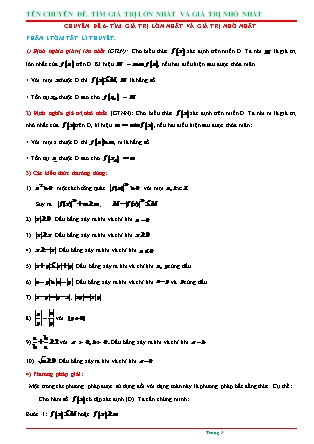 Chuyên đề bồi dưỡng học sinh giỏi Toán Lớp 7 - Chuyên đề 6: Tìm giá trị lớn nhất và giá trị nhỏ nhất