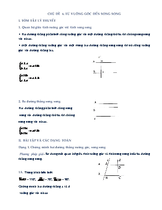Chuyên đề ôn tập Hình học Lớp 7 - Chuyên đề I: Đường thẳng vuông góc. Đường thẳng song song - Chủ đề 6: Từ vuông góc đến song song