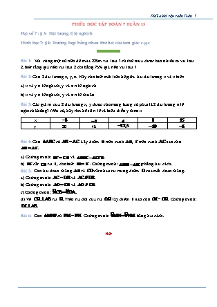 Phiếu bài tập Toán Lớp 7 - Tuần 13 (Có đáp án) Phiếu bài tập Toán Lớp 7 - Tuần 13 (Có đáp án)