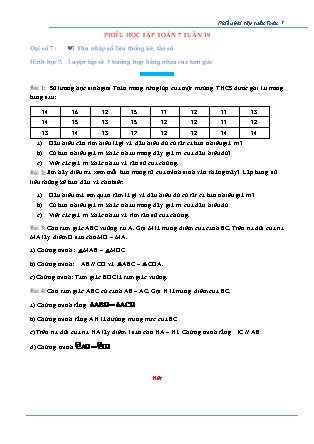Phiếu bài tập Toán Lớp 7 - Tuần 19 (Có đáp án)