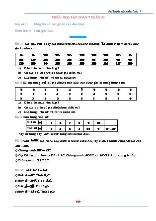 Phiếu bài tập Toán Lớp 7 - Tuần 20 (Có đáp án)