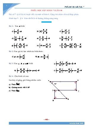 Phiếu bài tập Toán Lớp 7 - Tuần 4 (Có đáp án) Phiếu bài tập Toán Lớp 7 - Tuần 4 (Có đáp án)
