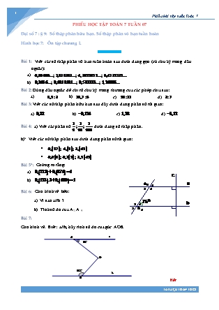 Phiếu bài tập Toán Lớp 7 - Tuần 7 (Có đáp án) Phiếu bài tập Toán Lớp 7 - Tuần 7 (Có đáp án)