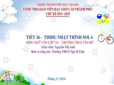 Bài giảng Ngữ văn 7 (Cánh diều) - Tiết 36: THĐV: Nhật trình sol 6 (En-đi Uya) - Nguyễn Thị Ánh