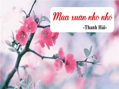 Bài giảng Ngữ văn 7 (Kết nối tri thức với cuộc sống) - Văn bản: Mùa xuân nho nhỏ (Thanh Thảo) - Vũ Thị Hảo