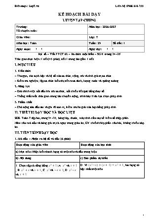 Kế hoạch bài dạy Toán Lớp 7 - Tuần 29 - Năm học 2026-2027 (Tích hợp năng lực số và AI)