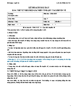 Kế hoạch bài dạy Toán Lớp 7 - Tuần 6 - Năm học 2026-2027 (Tích hợp năng lực số và AI)